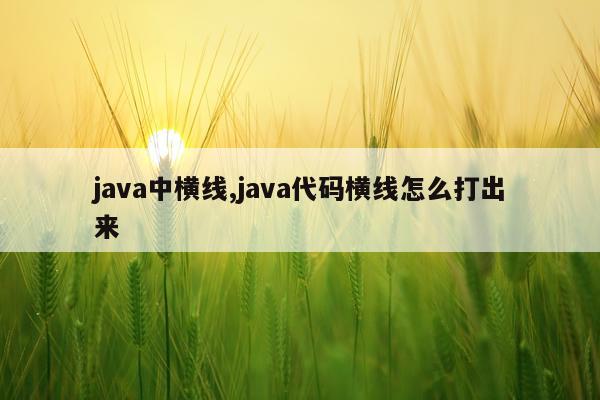 java中横线,java代码横线怎么打出来