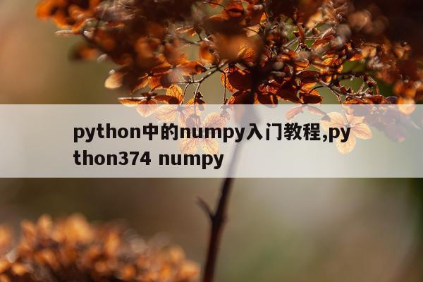 python中的numpy入门教程,python374 numpy