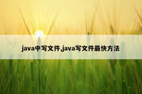 java中写文件,java写文件最快方法