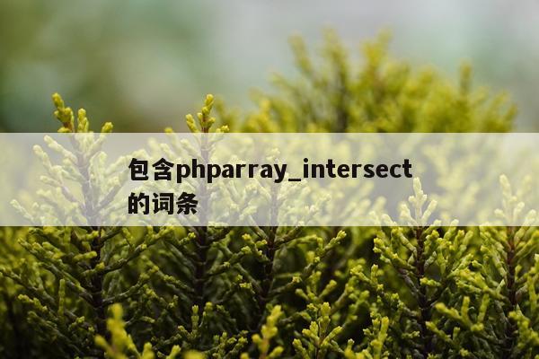 包含phparray_intersect的词条