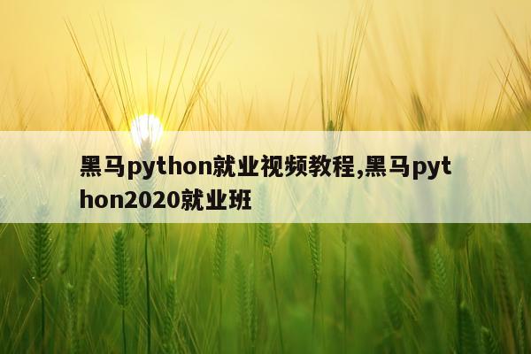 黑马python就业视频教程,黑马python2020就业班