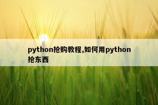 python抢购教程,如何用python抢东西