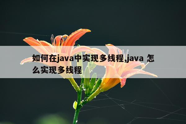 如何在java中实现多线程,java 怎么实现多线程
