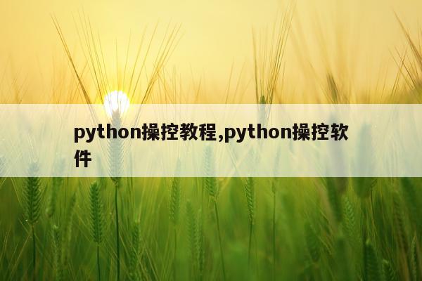 python操控教程,python操控软件