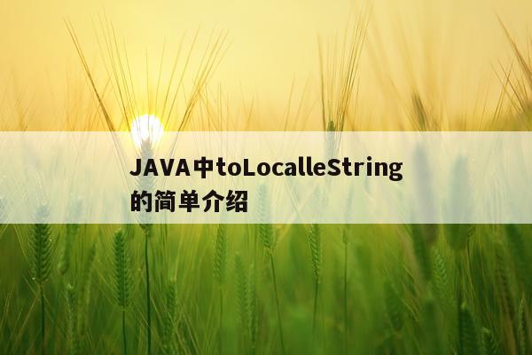 JAVA中toLocalleString的简单介绍