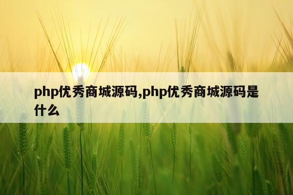php优秀商城源码,php优秀商城源码是什么