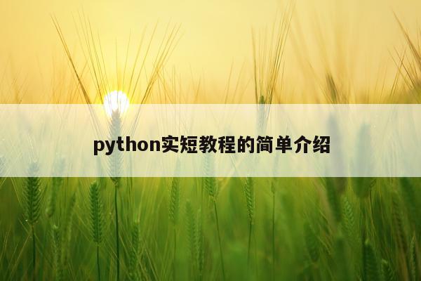 python实短教程的简单介绍