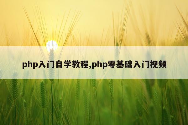 php入门自学教程,php零基础入门视频