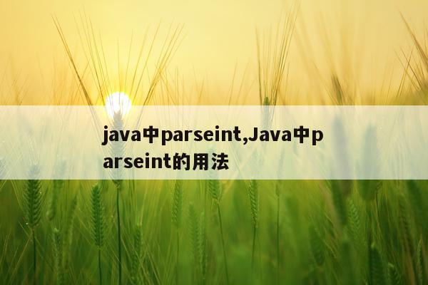 java中parseint,Java中parseint的用法
