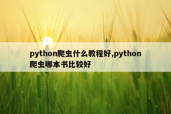 python爬虫什么教程好,python爬虫哪本书比较好