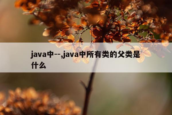 java中--,java中所有类的父类是什么
