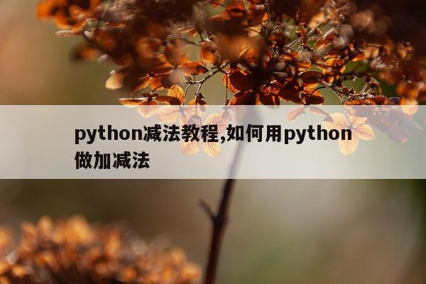 python减法教程,如何用python做加减法