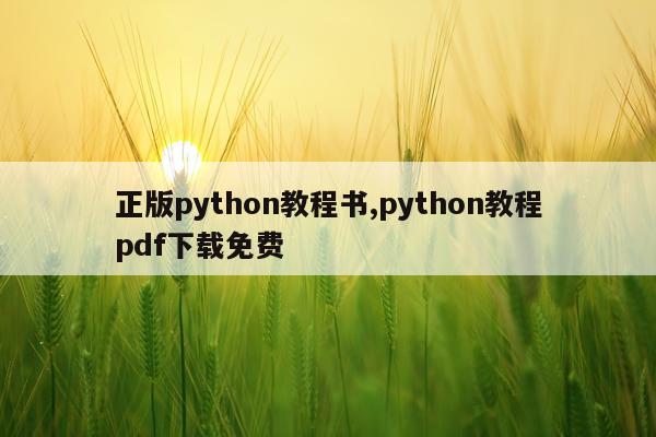 正版python教程书,python教程pdf下载免费