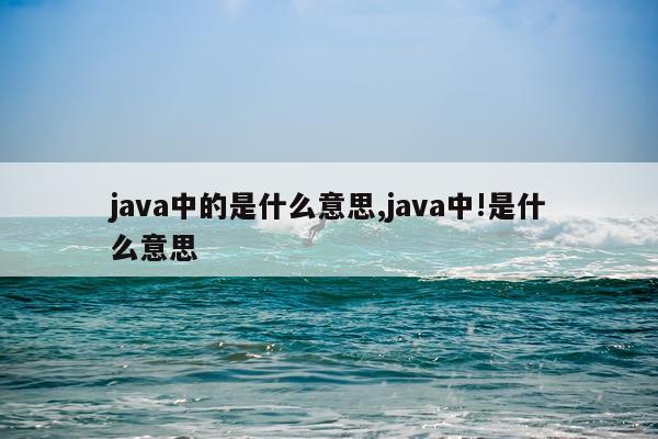 java中的是什么意思,java中!是什么意思