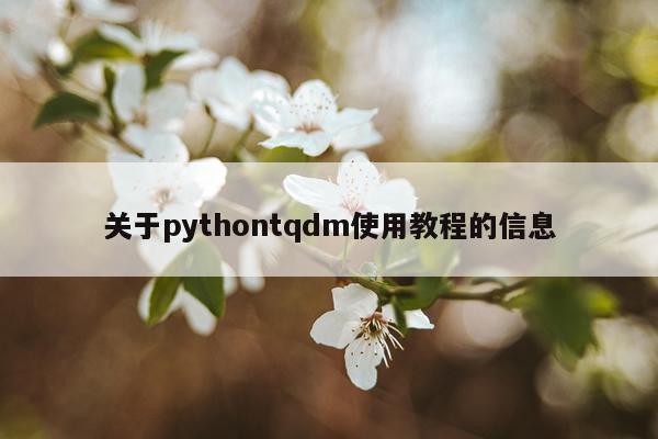 关于pythontqdm使用教程的信息