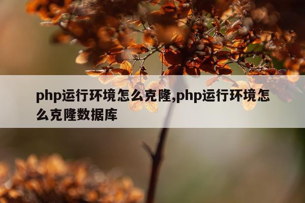 php运行环境怎么克隆,php运行环境怎么克隆数据库