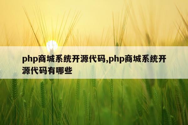 php商城系统开源代码,php商城系统开源代码有哪些