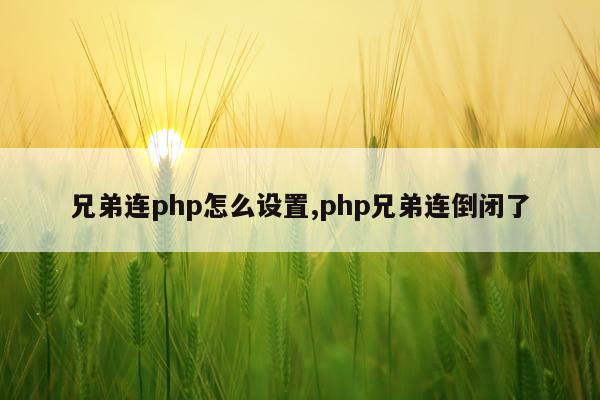 兄弟连php怎么设置,php兄弟连倒闭了