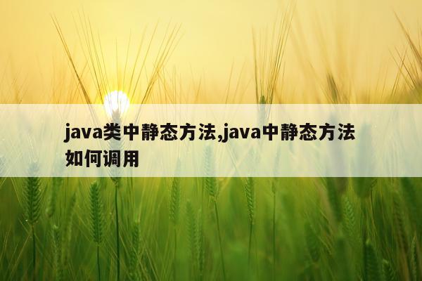java类中静态方法,java中静态方法如何调用