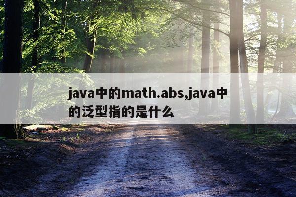 java中的math.abs,java中的泛型指的是什么