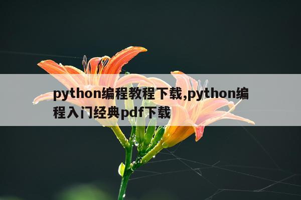 python编程教程下载,python编程入门经典pdf下载