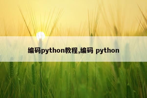 编码python教程,编码 python