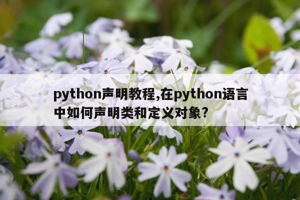 python声明教程,在python语言中如何声明类和定义对象?