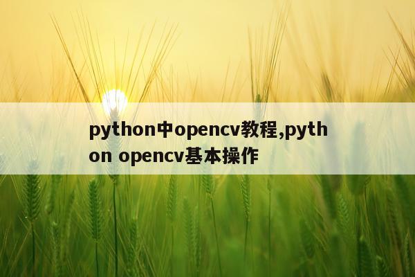 python中opencv教程,python opencv基本操作