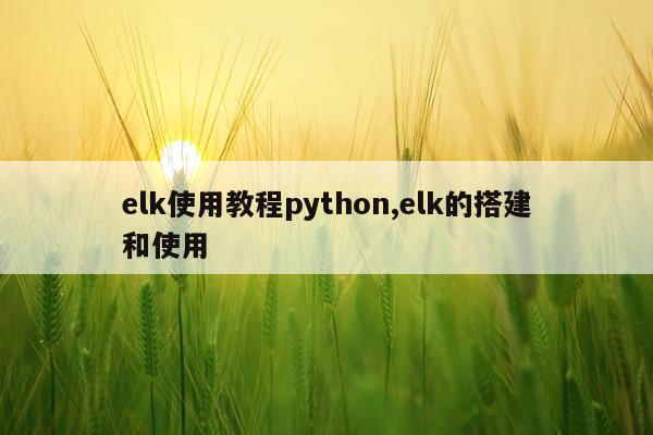 elk使用教程python,elk的搭建和使用