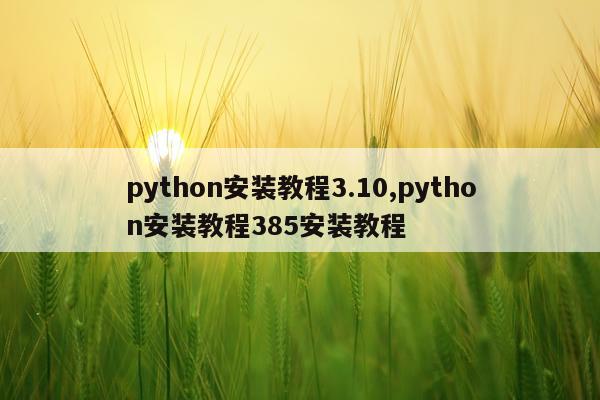 python安装教程3.10,python安装教程385安装教程