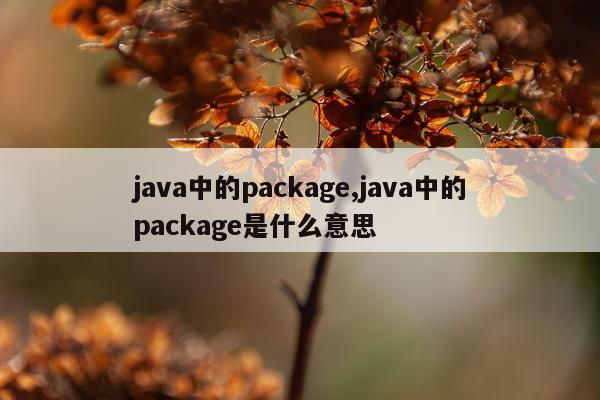 java中的package,java中的package是什么意思