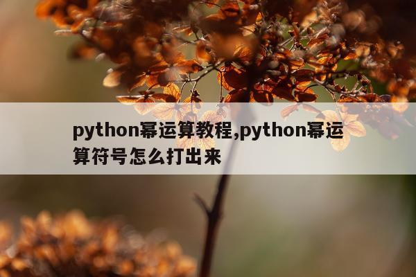 python幂运算教程,python幂运算符号怎么打出来
