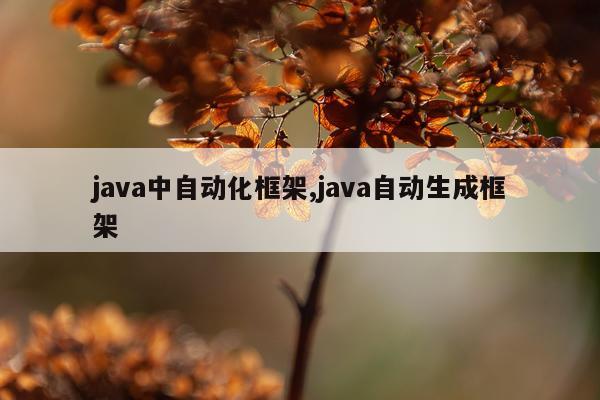 java中自动化框架,java自动生成框架