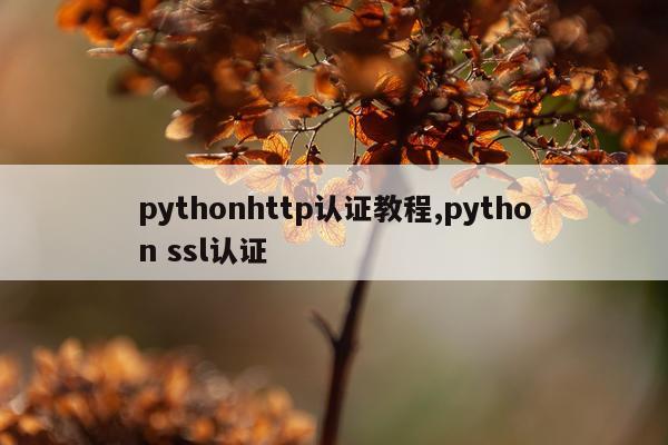 pythonhttp认证教程,python ssl认证