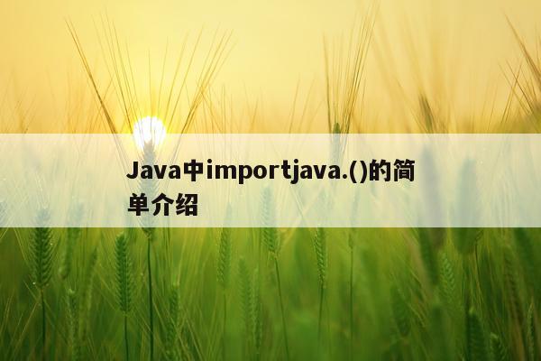 Java中importjava.()的简单介绍