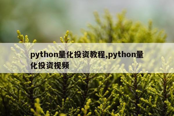 python量化投资教程,python量化投资视频