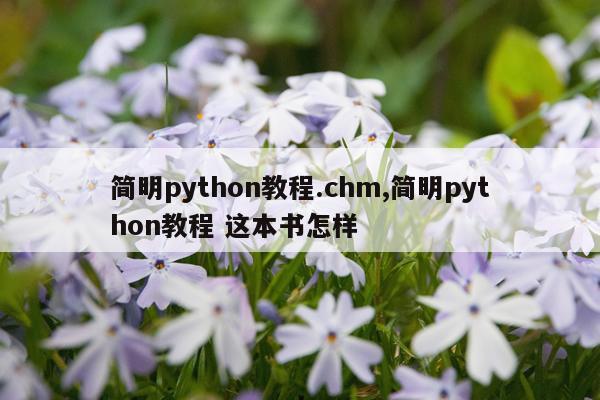 简明python教程.chm,简明python教程 这本书怎样
