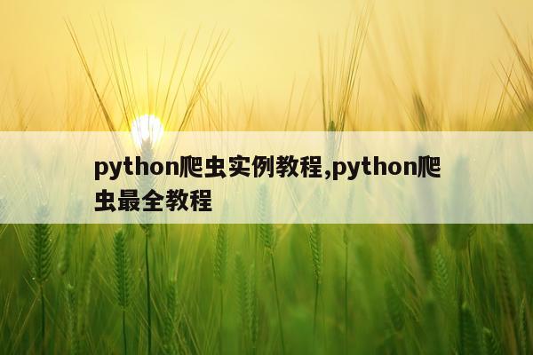 python爬虫实例教程,python爬虫最全教程