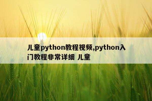 儿童python教程视频,python入门教程非常详细 儿童