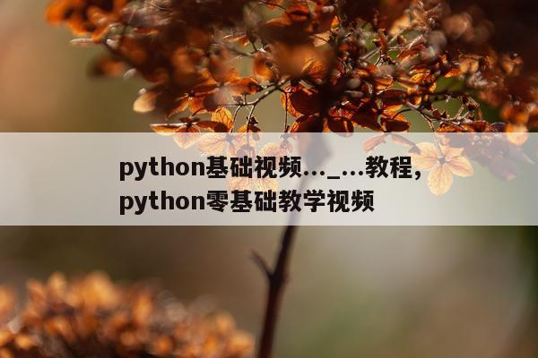 python基础视频..._...教程,python零基础教学视频