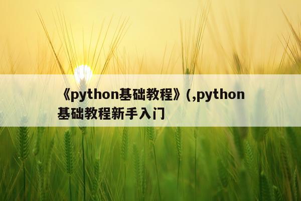 《python基础教程》(,python基础教程新手入门