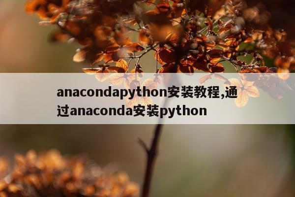anacondapython安装教程,通过anaconda安装python