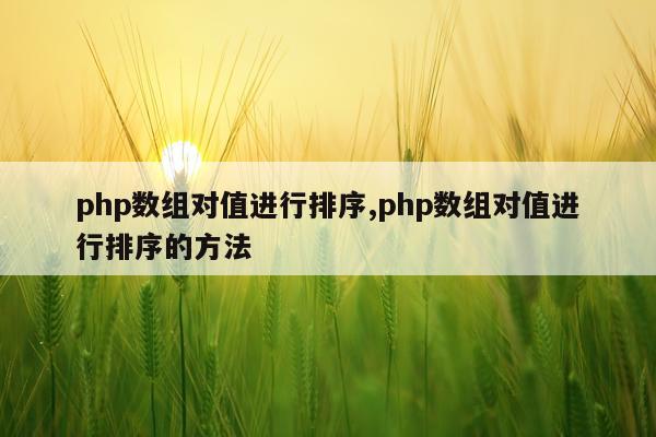 php数组对值进行排序,php数组对值进行排序的方法