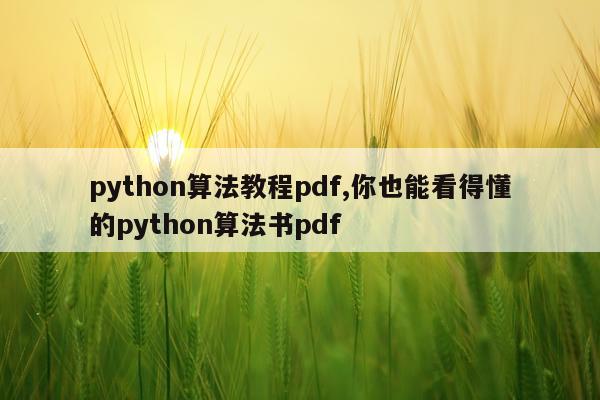 python算法教程pdf,你也能看得懂的python算法书pdf