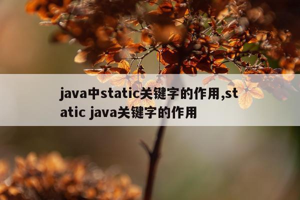 java中static关键字的作用,static java关键字的作用