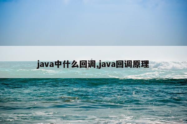 java中什么回调,java回调原理