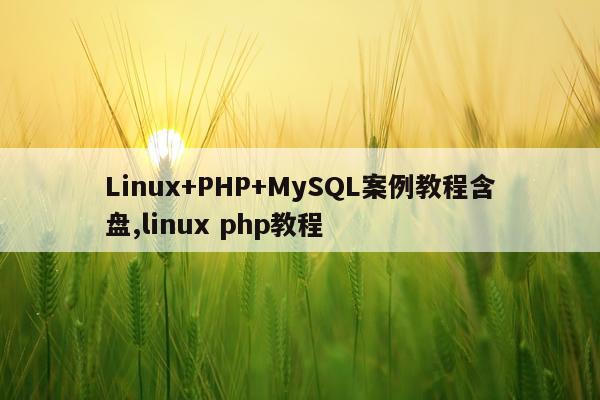Linux+PHP+MySQL案例教程含盘,linux php教程