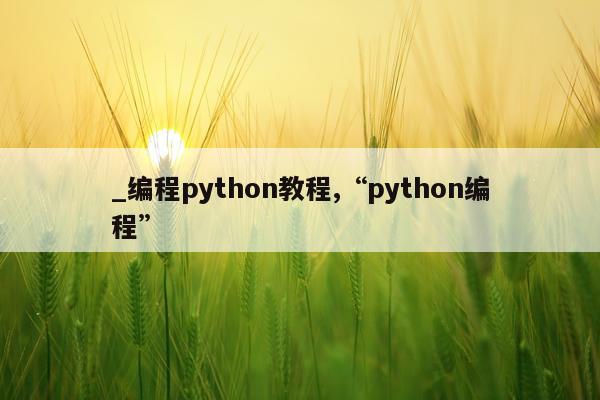 _编程python教程,“python编程”