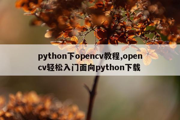 python下opencv教程,opencv轻松入门面向python下载