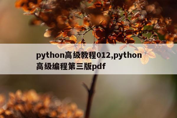 python高级教程012,python高级编程第三版pdf